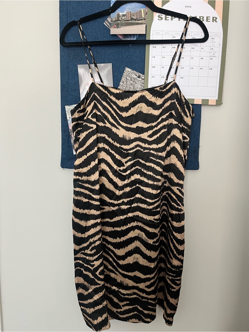 Gianni Bini Black and Tan Zebra Slip Dress